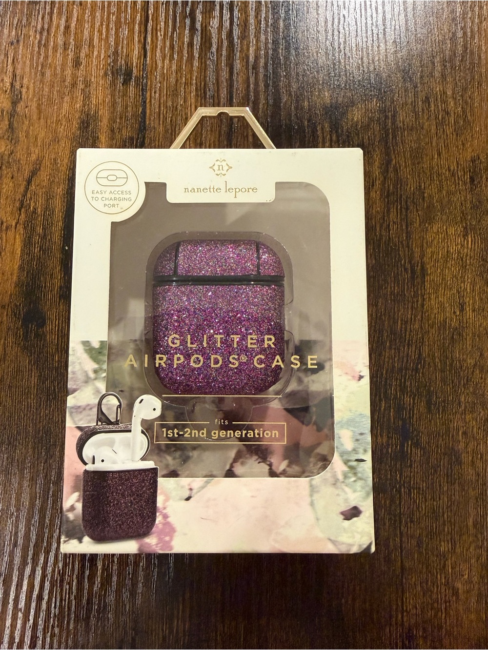 Nanette Lepore Purple Glitter AirPods Case - Fits 1st & 2nd Gen